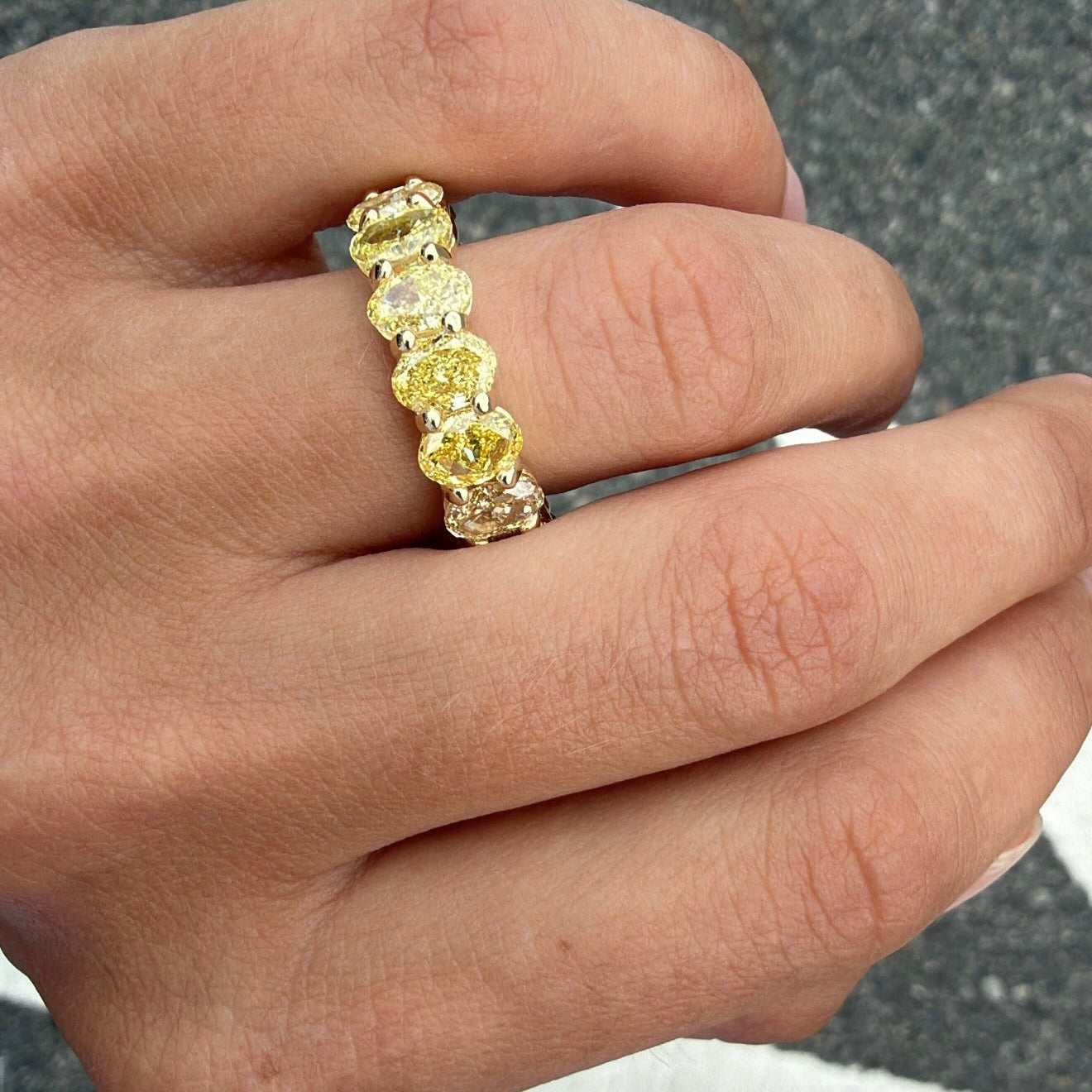 Lab Yellow Diamond Oval Eternity Band
