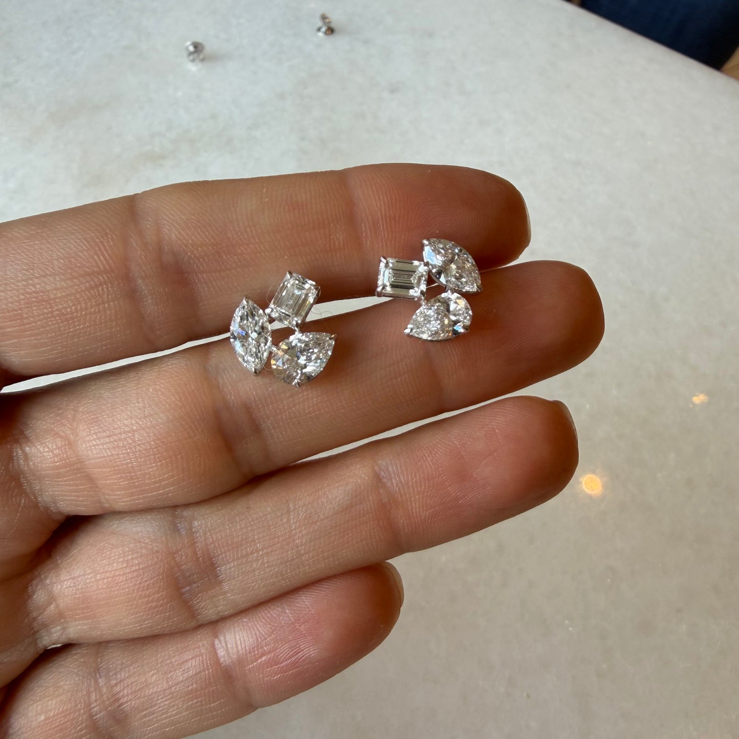Lab Diamond Mixed Shape Cluster Earring