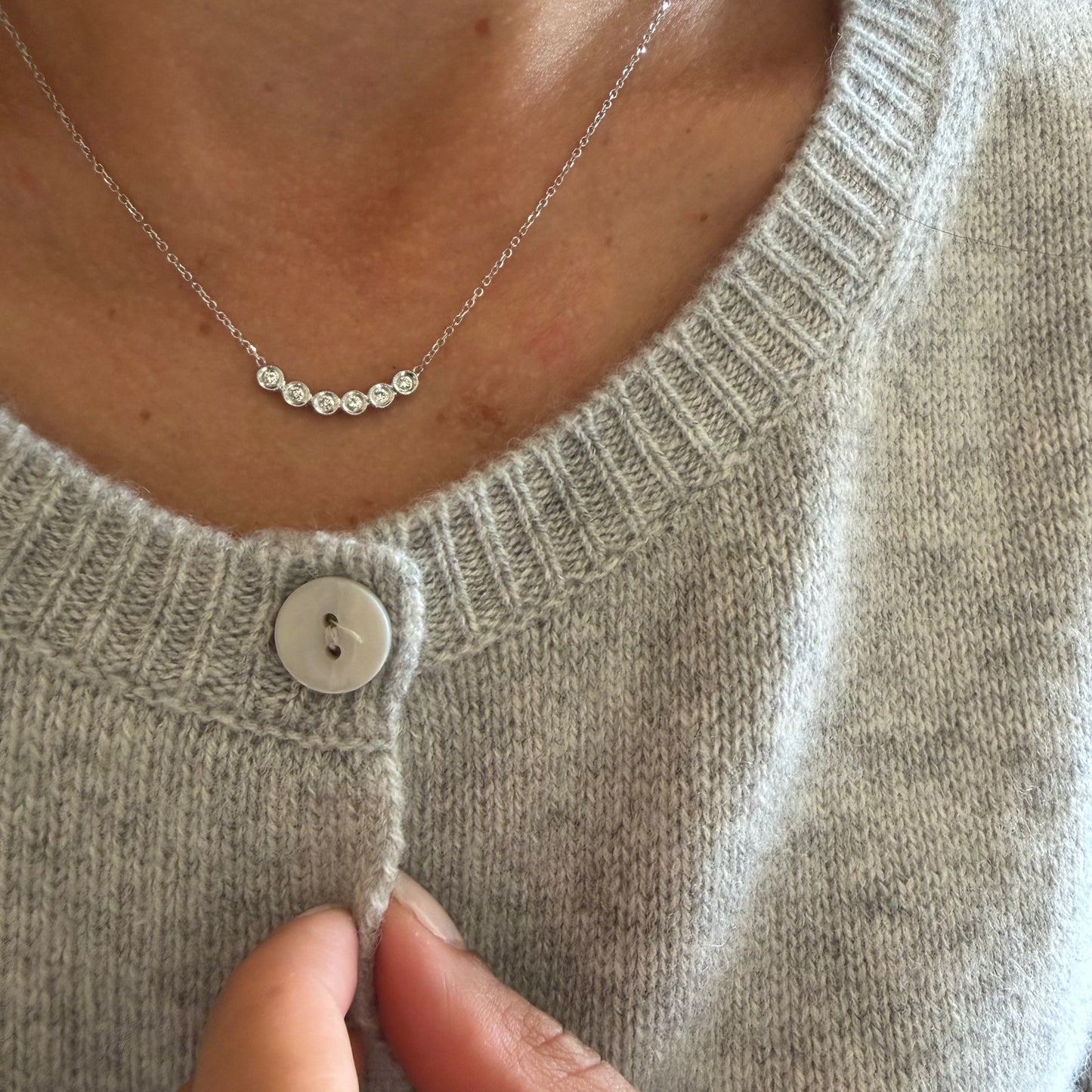 Curved Bar Diamond Necklace