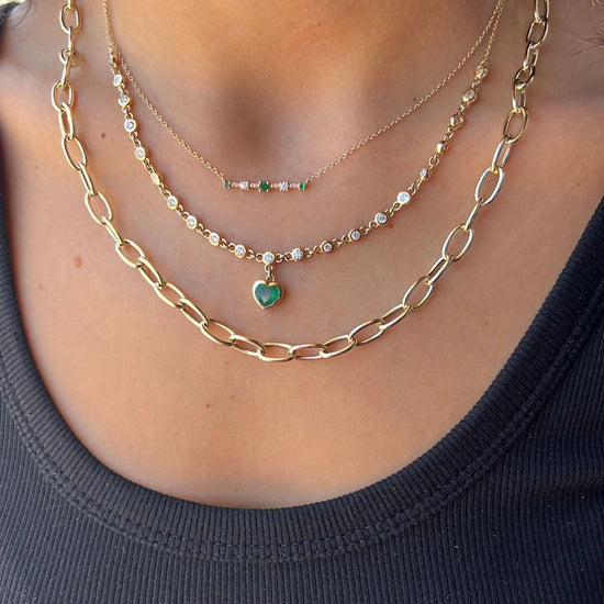 Diamond & Emerald Bar Necklace