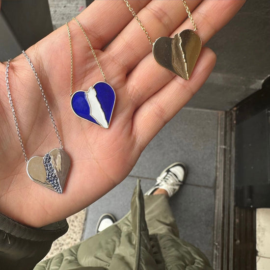 Blue & White Enamel Israel is in my Heart Necklace/Charm