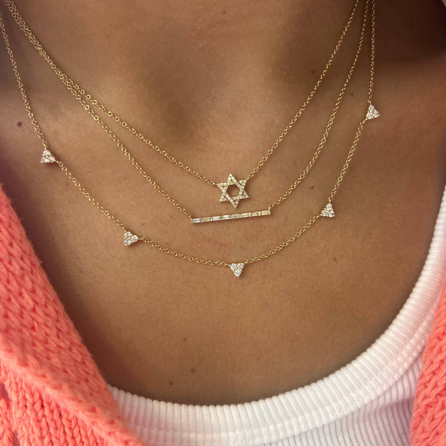Load image into Gallery viewer, 5 Station Diamond Triangle Necklace
