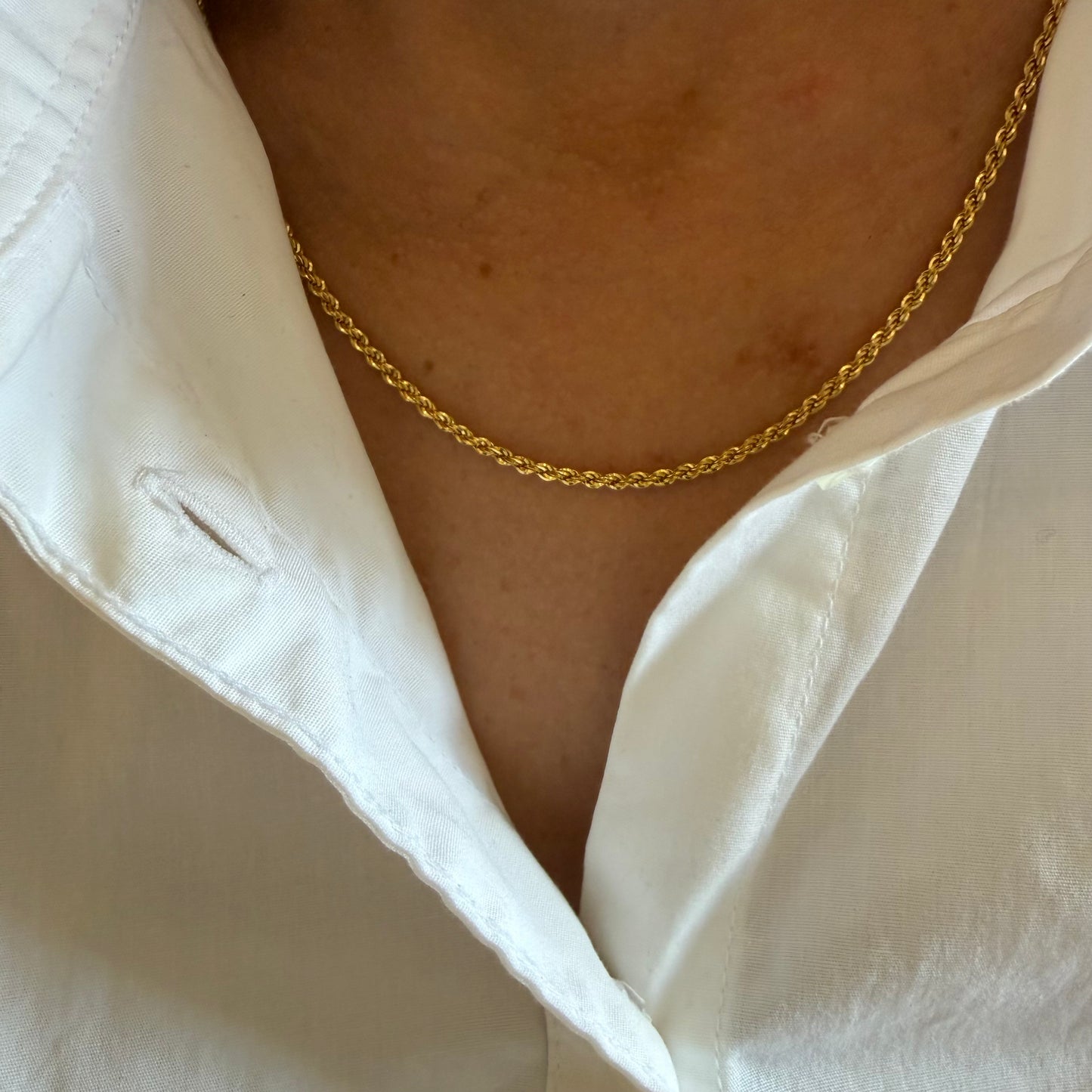 14K Gold Solid Rope Chain Necklace