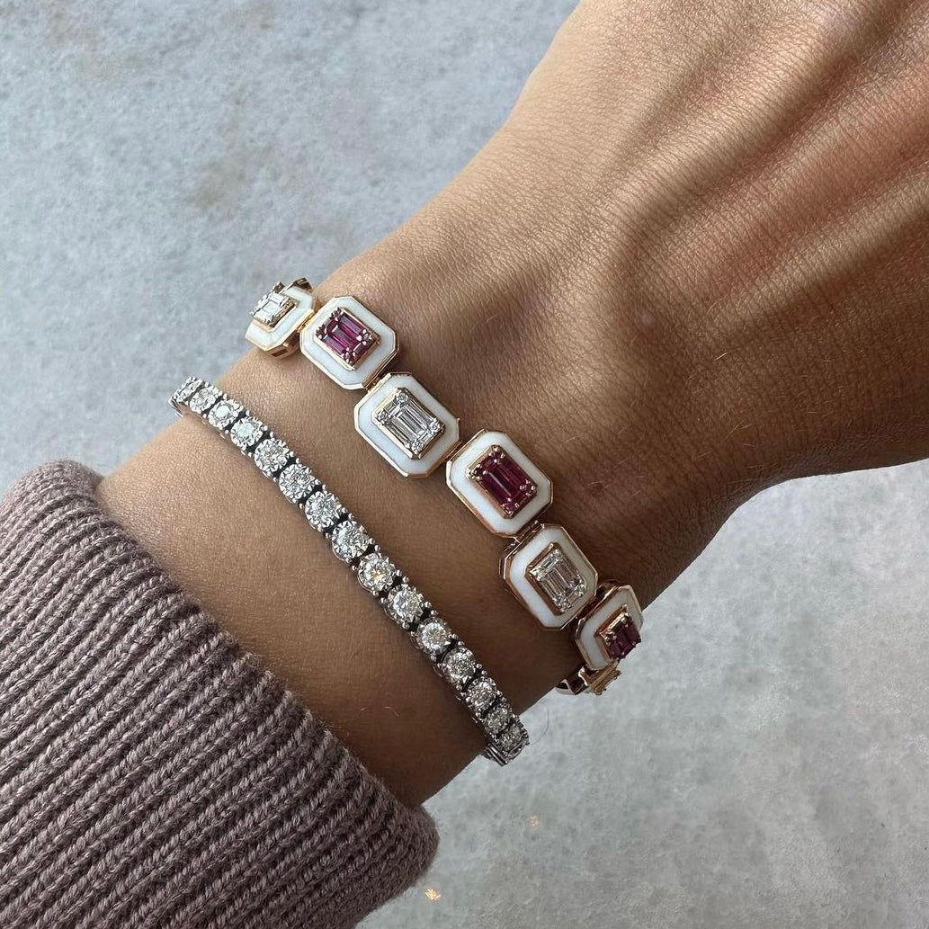 Unisex diamond tennis bracelet Clearance