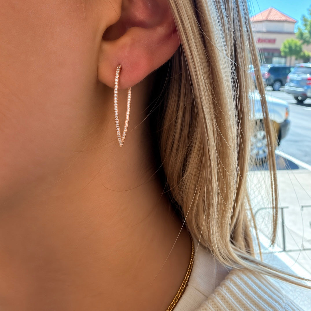 Elongated Dainty Diamond Hoops