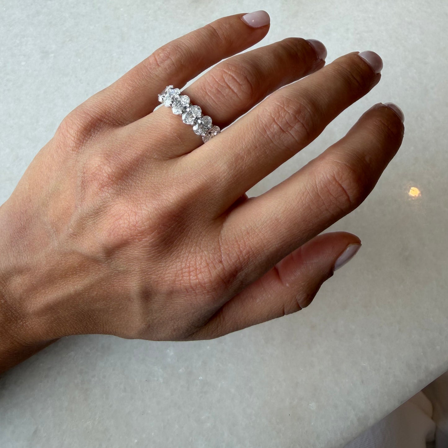 Lab Halfway Oval Shape Diamond Eternity Band