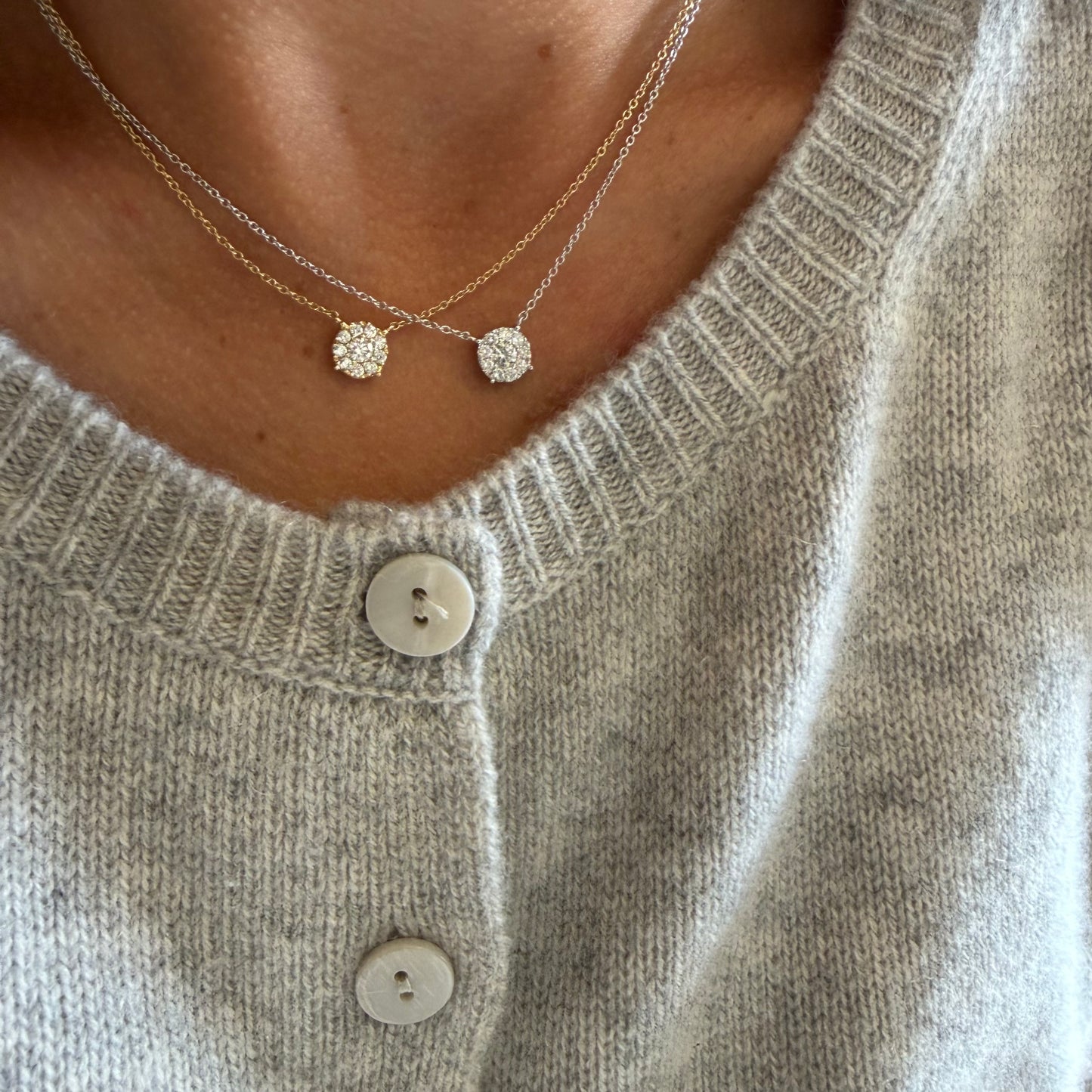 Cluster Diamond Disc Necklace - 0.35 Carats
