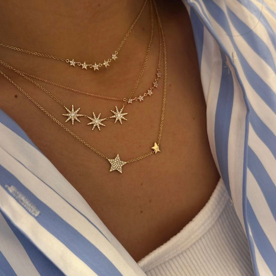 Diamond Star + Gold Star Chain Necklace