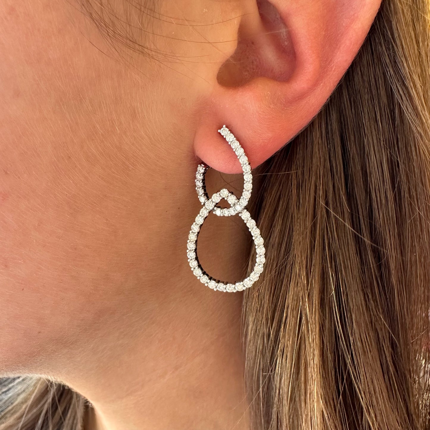 Large Double Diamond Oval Earrings