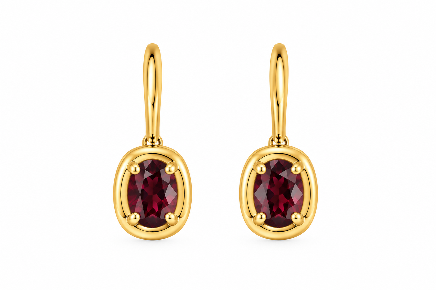 Gold Huggies with Hanging Amethyst
