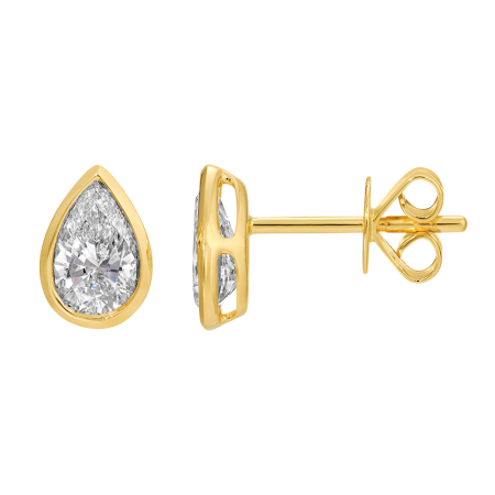 Lab Pear Bezel Diamond Earrings
