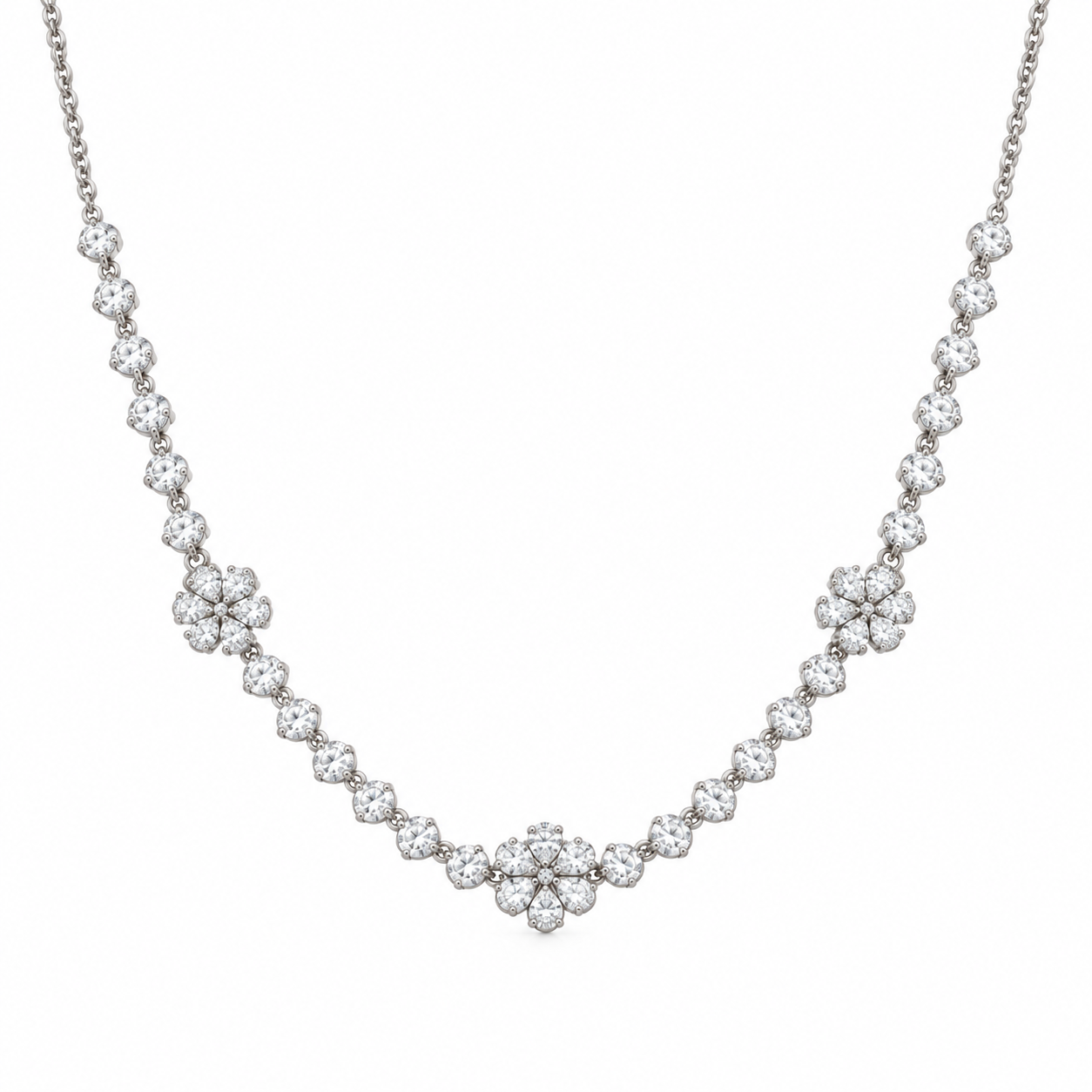 Partway 3 Station Lab Diamond Flower Necklace