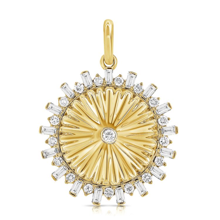 Fluted Gold & Diamond Spike Charm