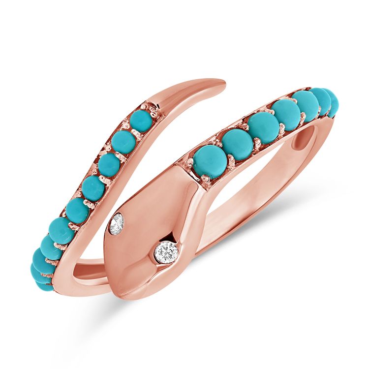 Turquoise & Diamond Snake Ring