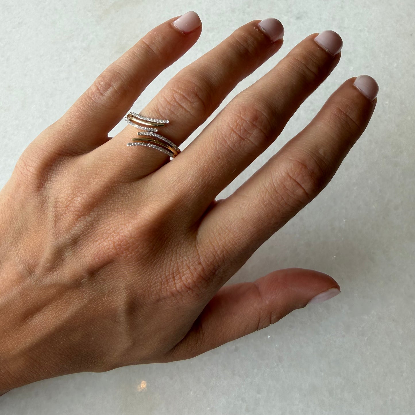 3 Line Pave Wave Ring