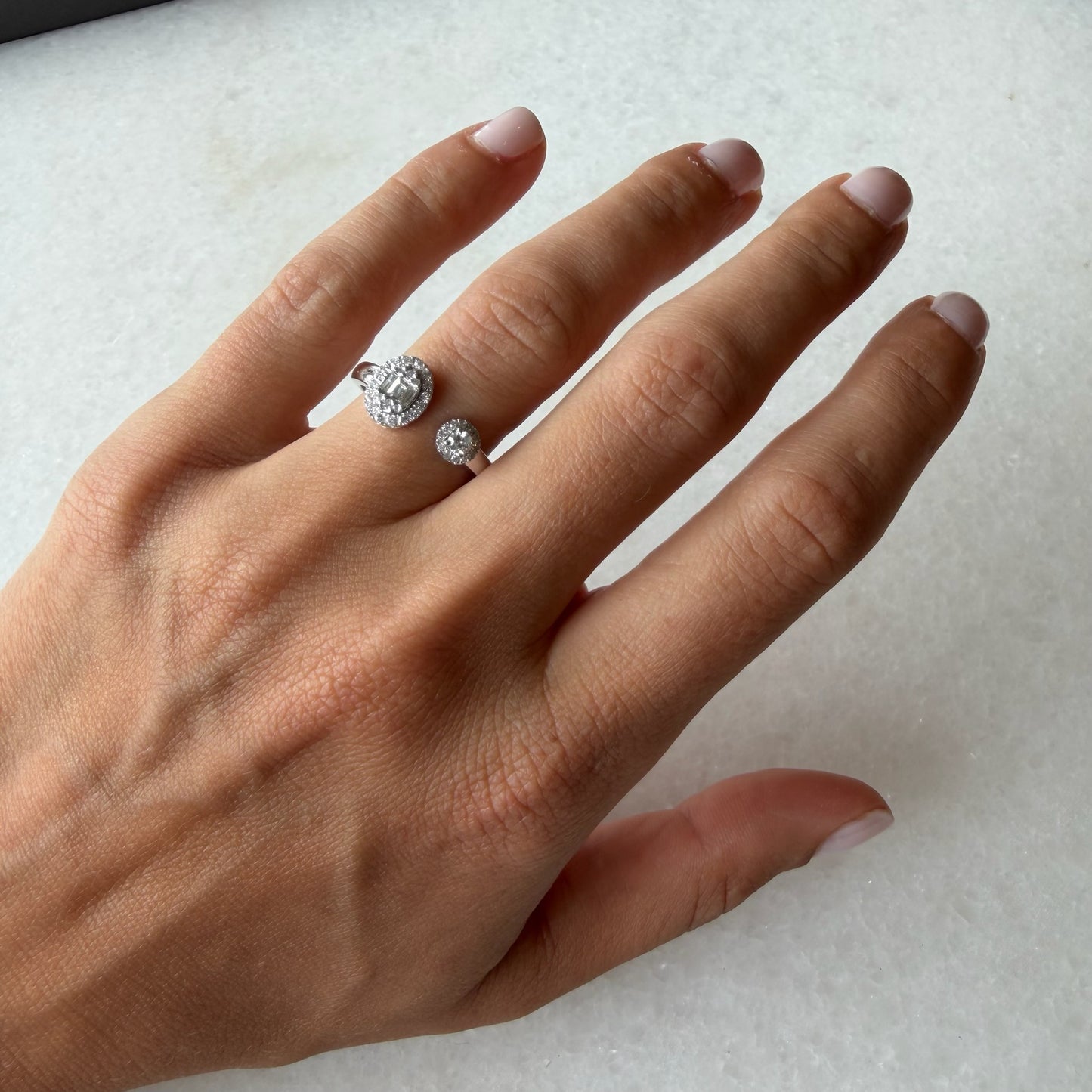 Large Oval & Small Circle Pave Diamond Ring