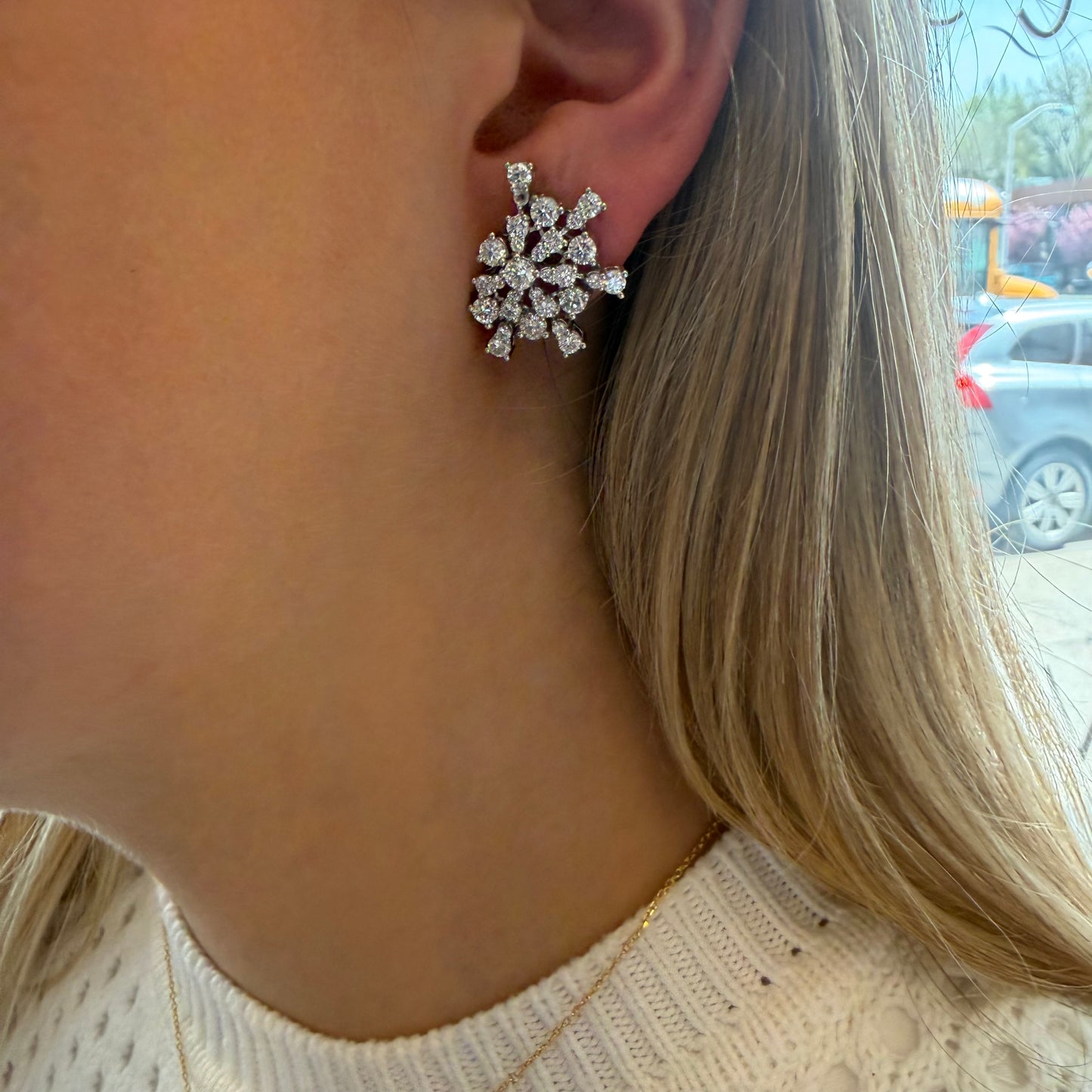 Lab Diamond Cluster Burst Earrings