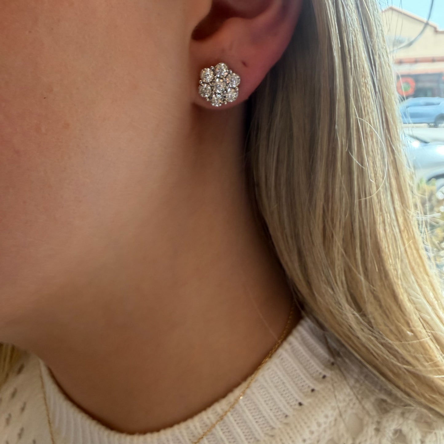 Buttercup Diamond Flower Earrings