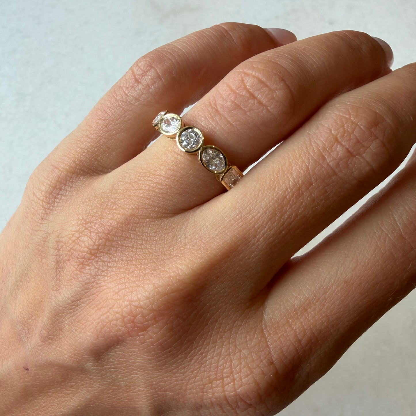 Lab Bezel Diamond Mixed Shape Ring