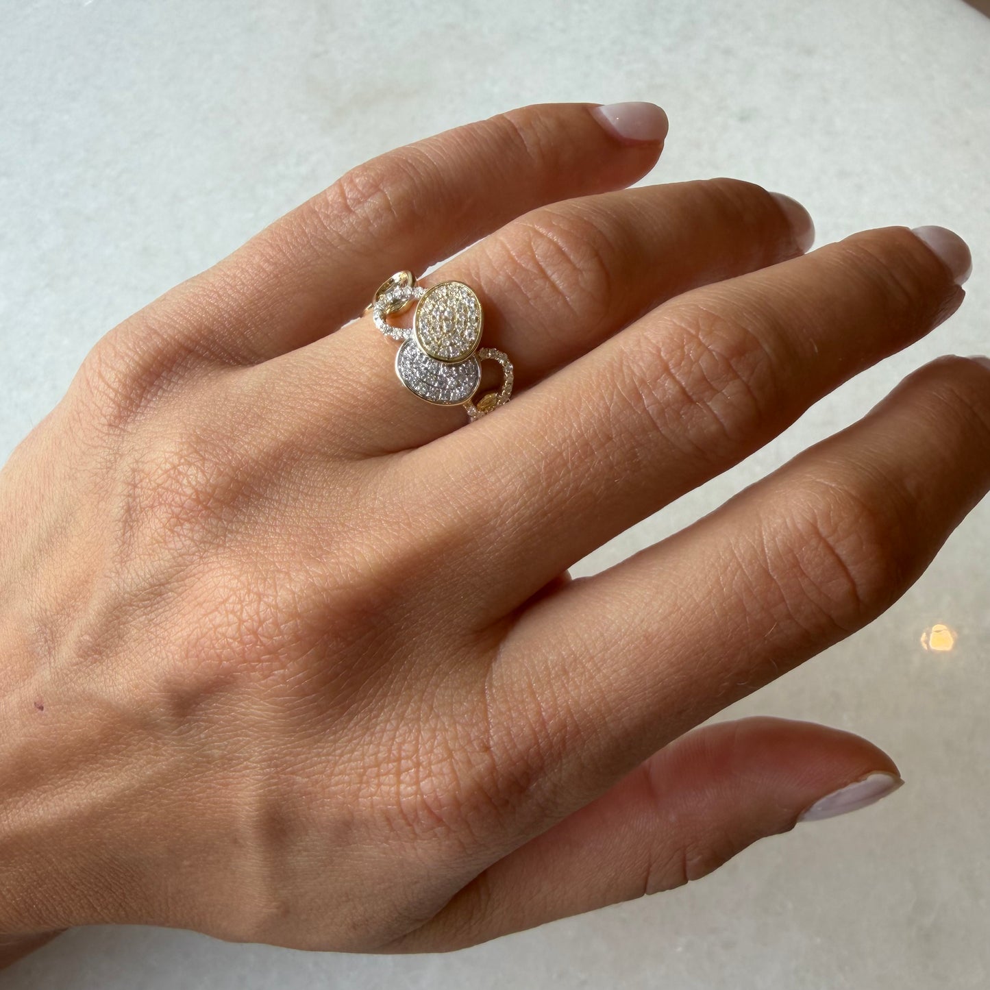 Pave Diamond Interlocking Ovals Ring