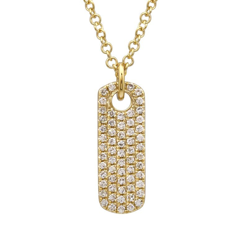 Mini Pave Diamond Dog Tag Necklace