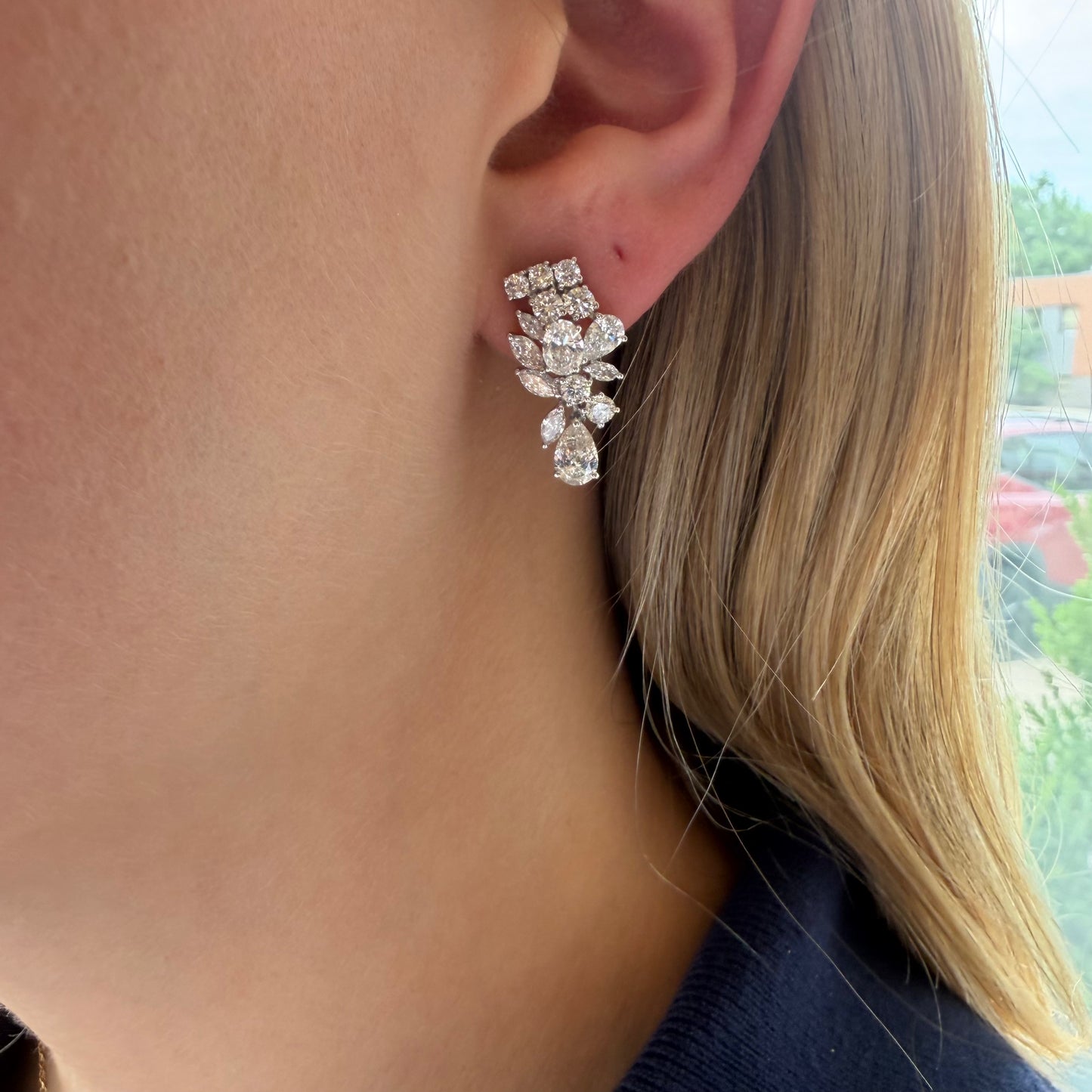 Lab Diamond Marquee & Pear Hanging Earrings