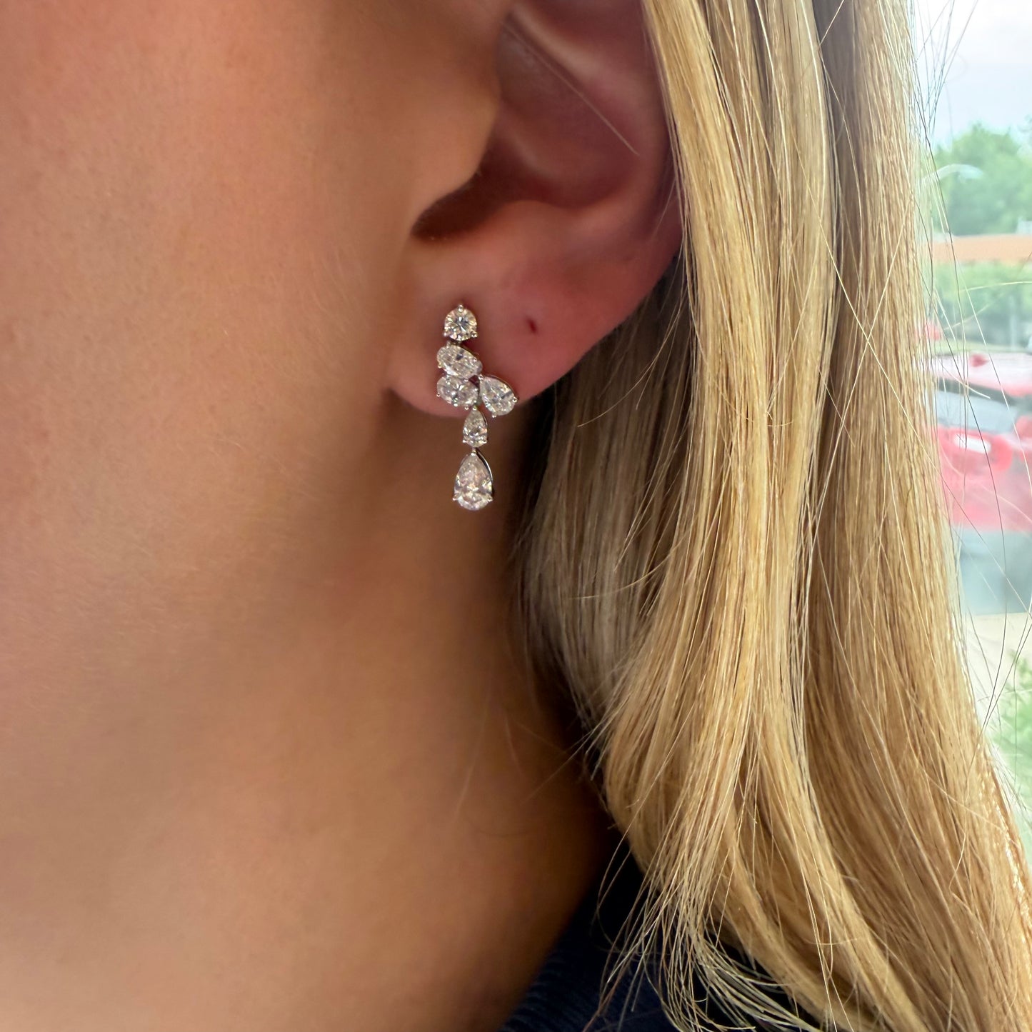 Lab Diamond Mixed Shape Dangle Earrings