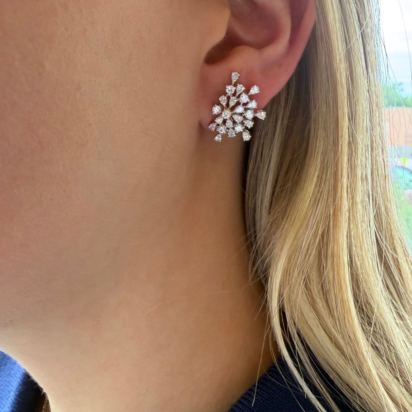 Lab Diamond Pear Cluster Burst Earring