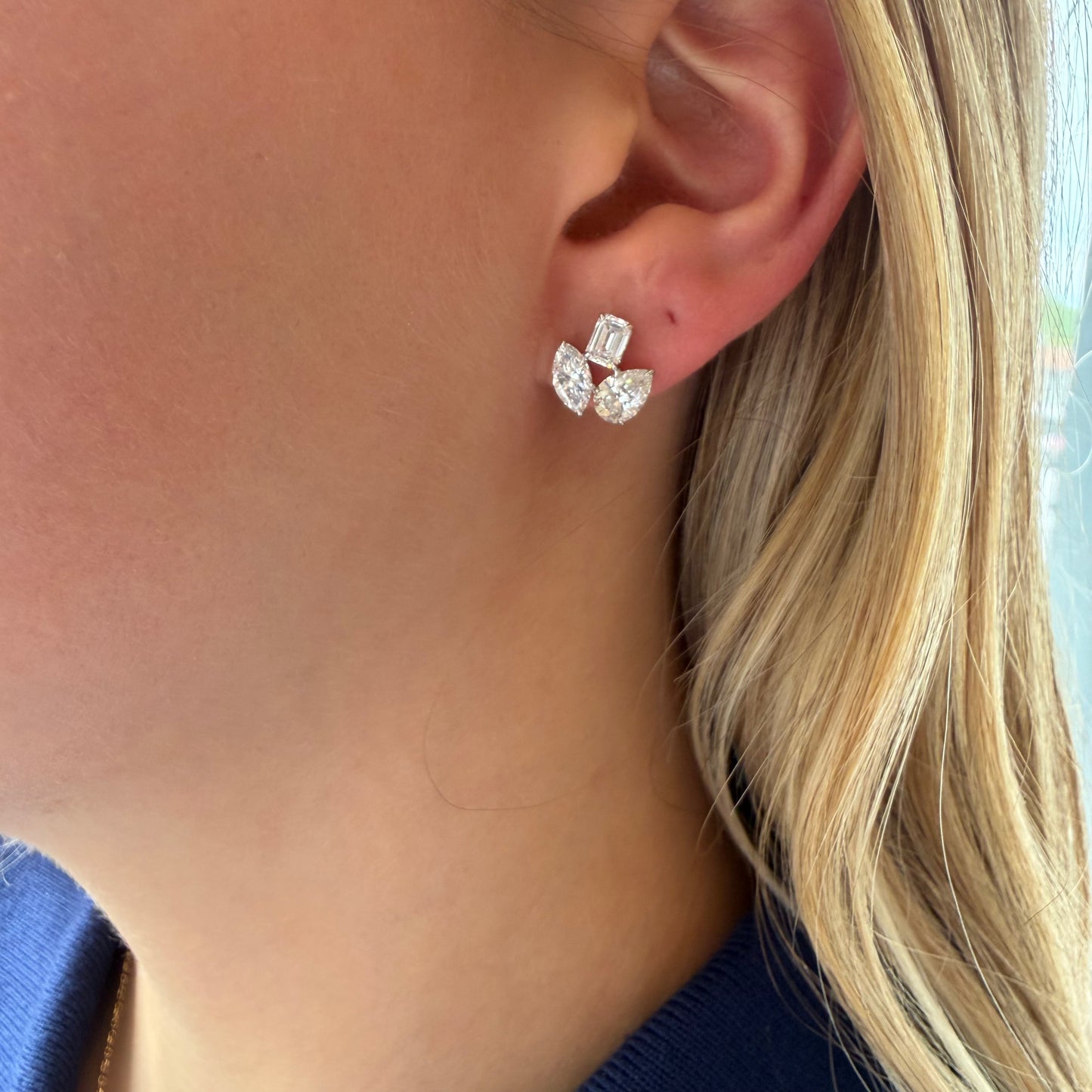 Lab Diamond Mixed Shape Cluster Earring