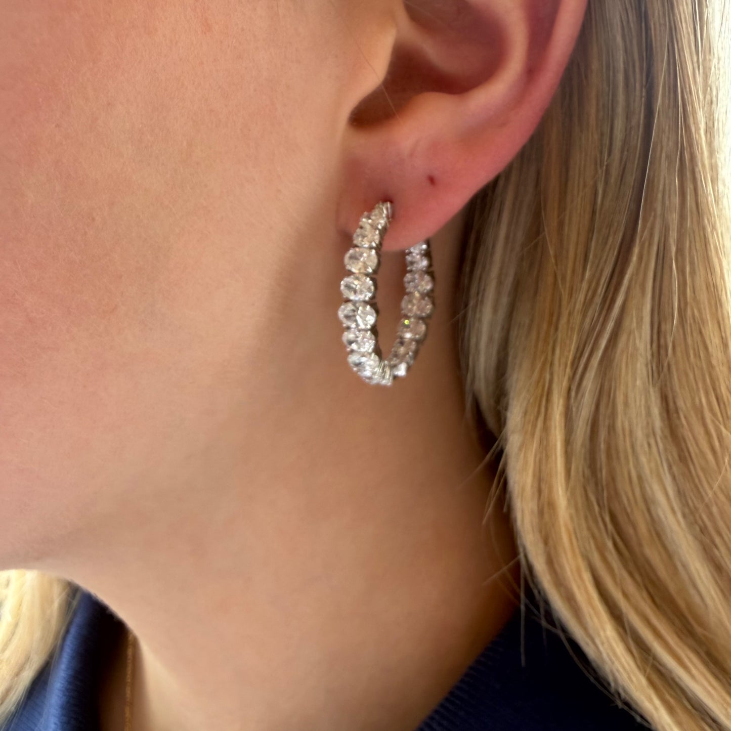 Graduated Lab Oval Diamond Hoops