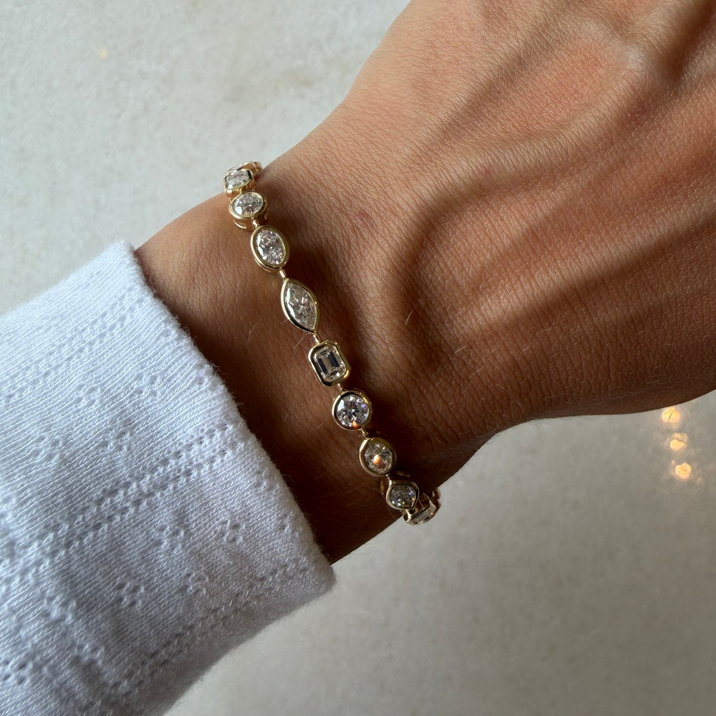 Bezel Lab Diamond Mixed Shape Tennis Bracelet