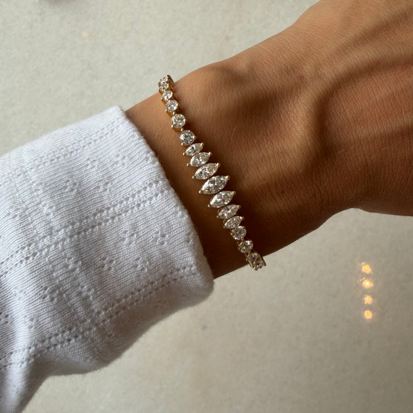 Lab Diamond Graduated Round & Marquee Tennis Bracelet