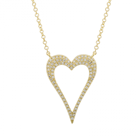 Open Elongated Pave Diamond Heart Necklace