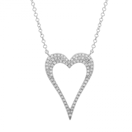 Open Elongated Pave Diamond Heart Necklace