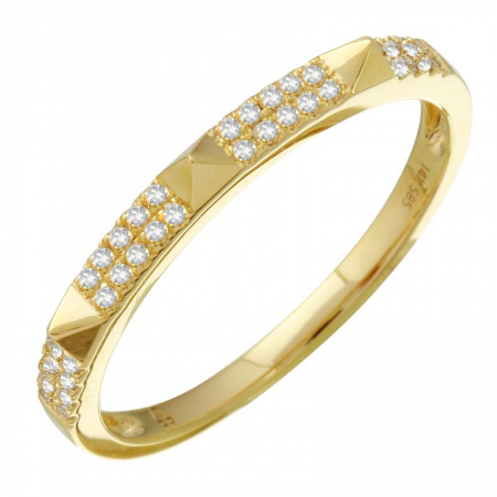 Gold & Two Row Diamond Pyramid Ring