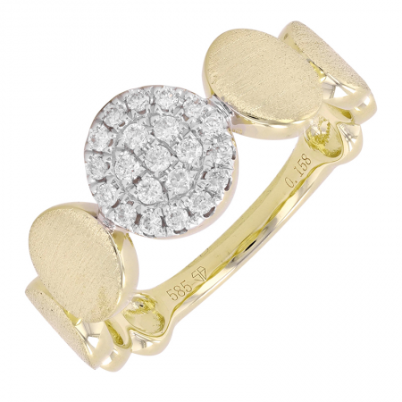 Brushed Gold & Diamond Disc Ring