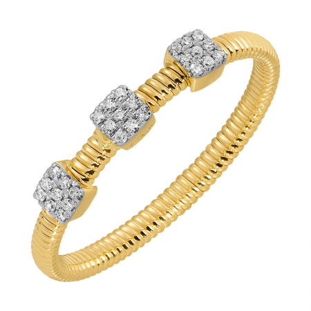Textured Pave Diamond Triple Square Ring