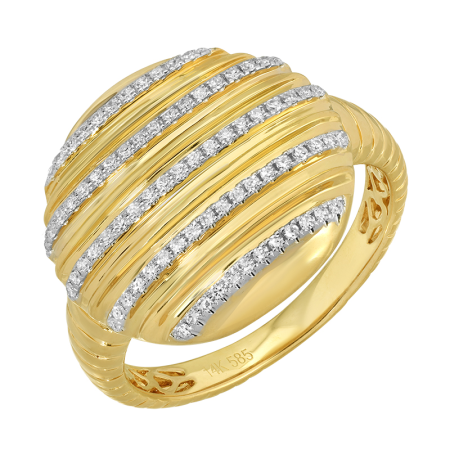 Gold Fluted Circle Diamond Ring