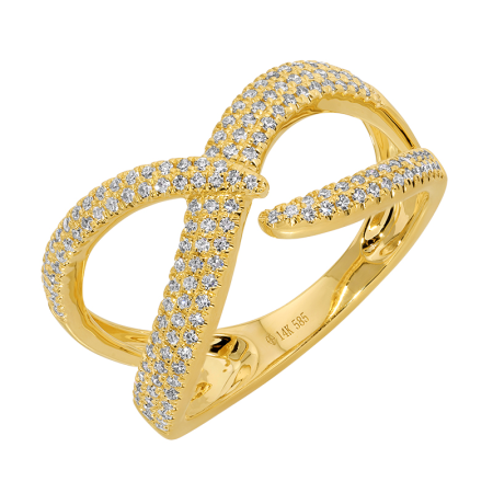Pave Diamond Crossover Ring
