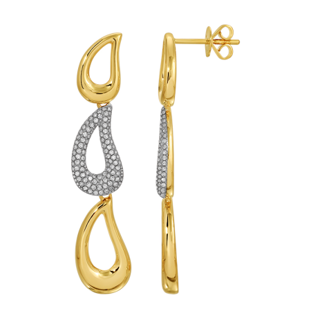 Gold & Diamond Open Teardrop Earrings