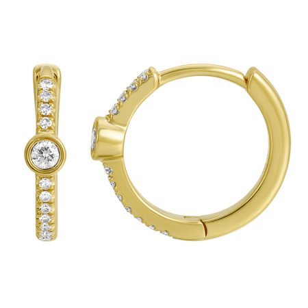 Pave Diamond Huggies W Bezel Diamond