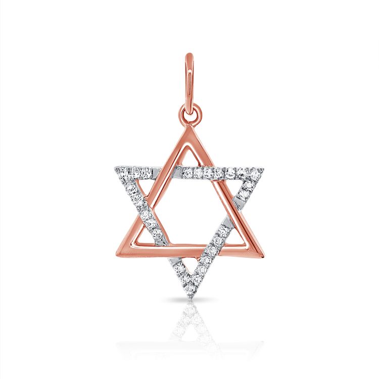 Dainty Diamond & Gold Magen David Charm