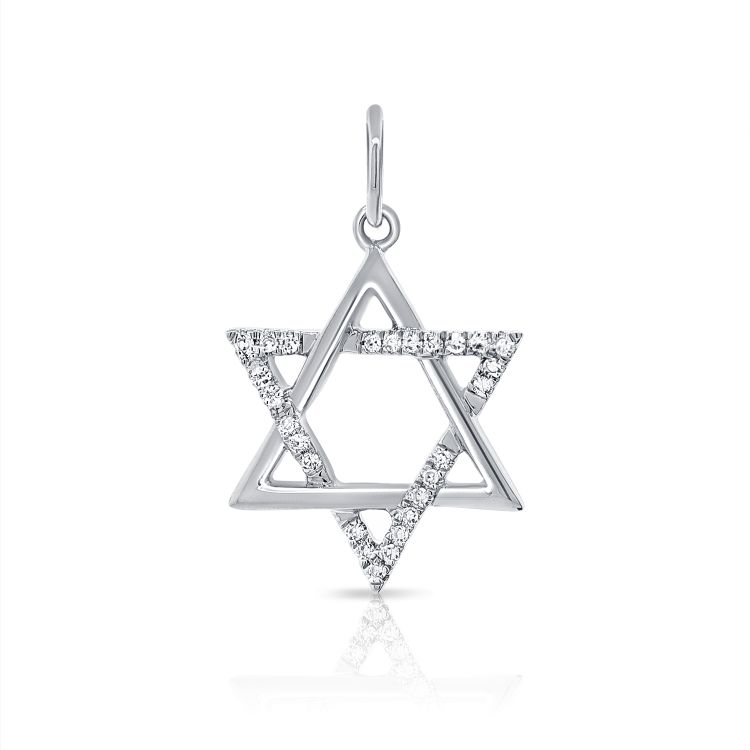 Dainty Diamond & Gold Magen David Charm