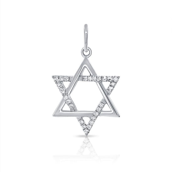 Dainty Diamond & Gold Magen David Charm