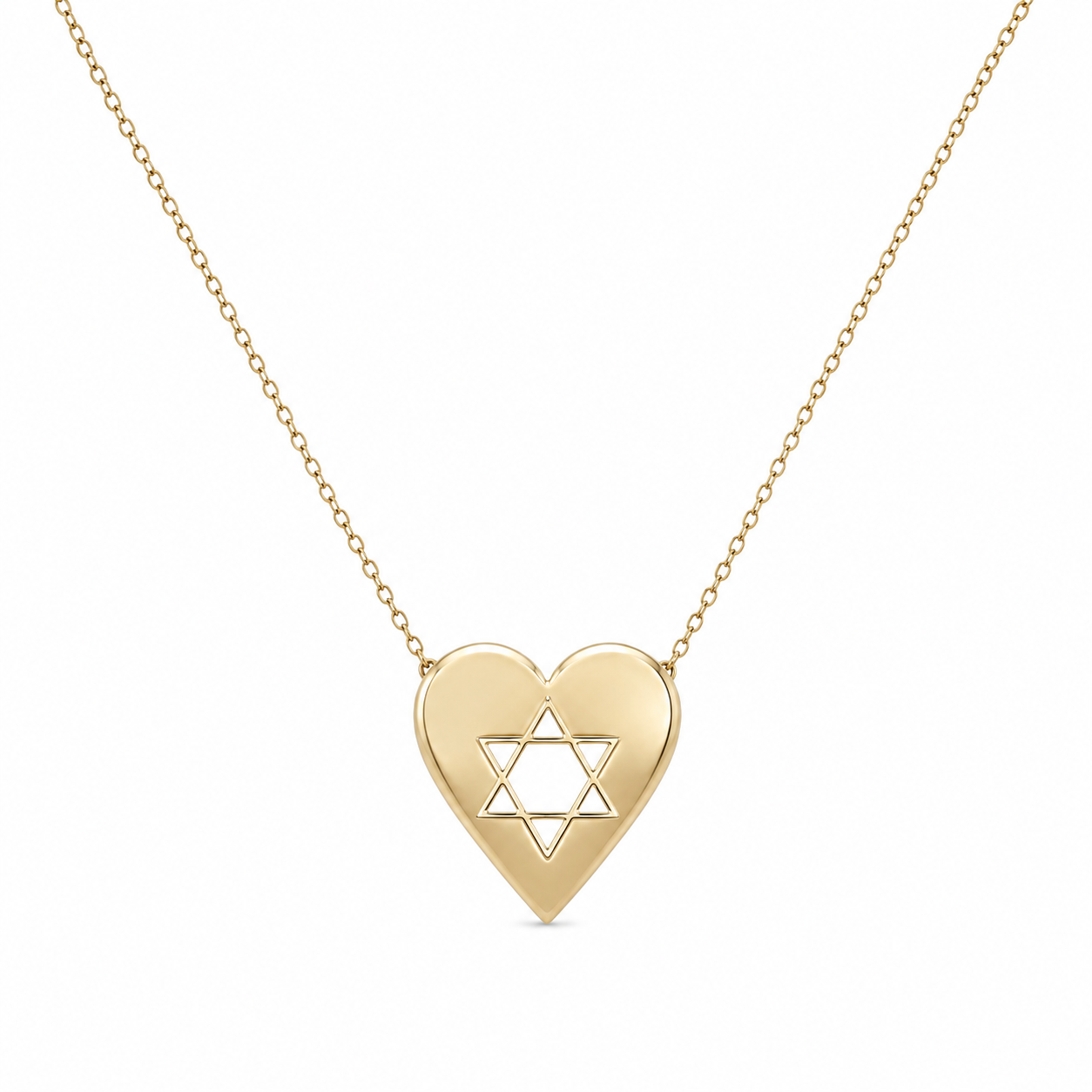Heart & Open Magen David Necklace