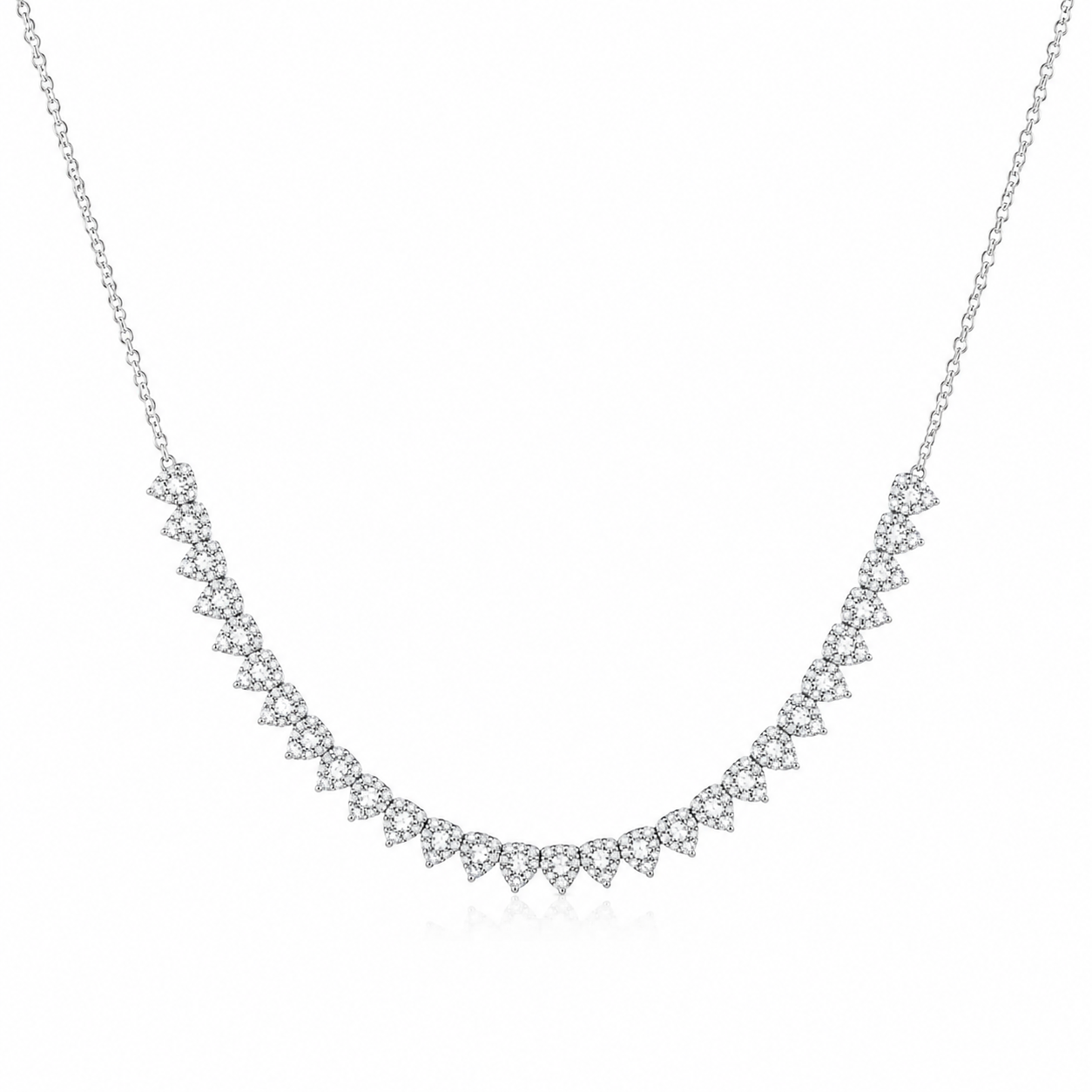 Partway 3 Prong Diamond Tennis Necklace