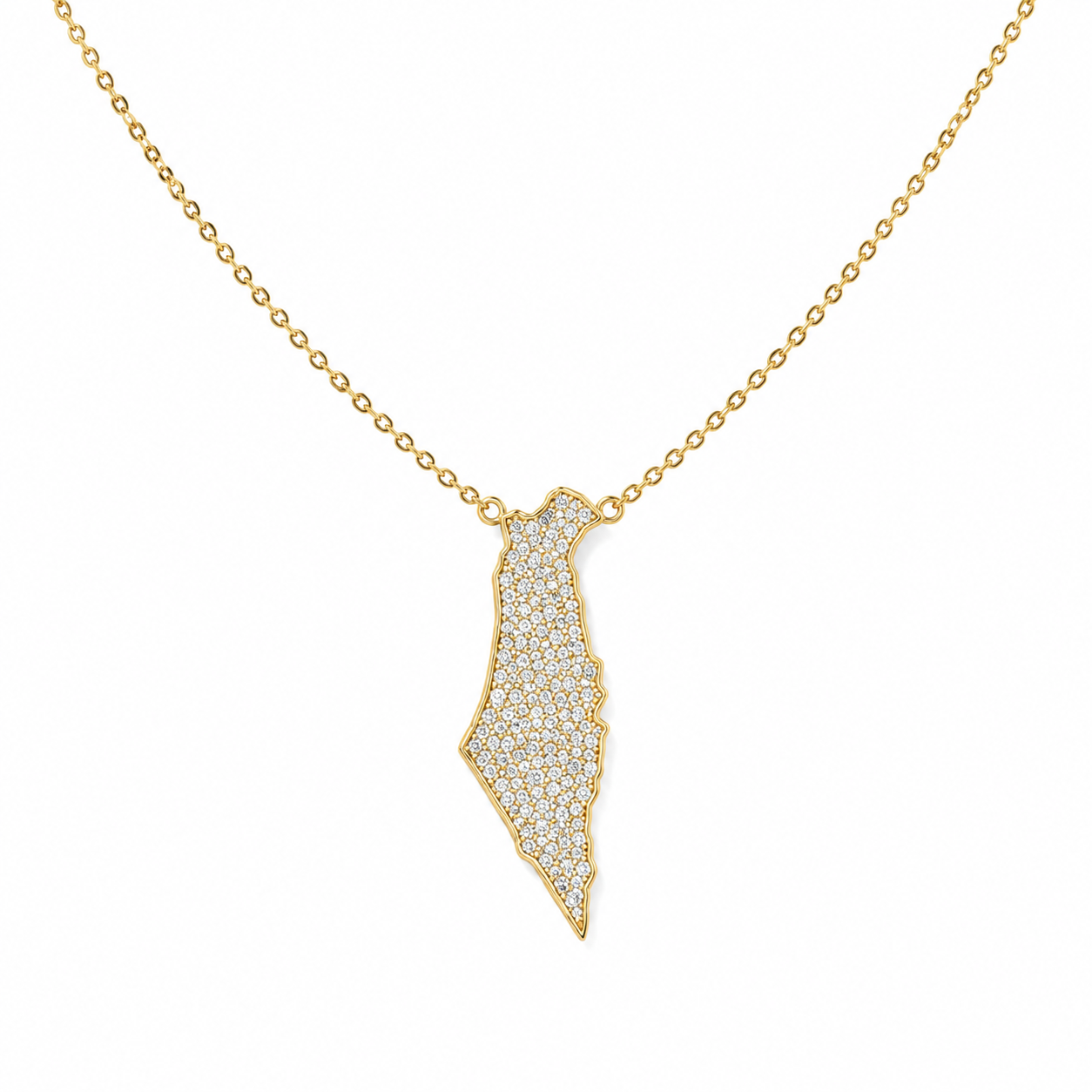 Lab Diamond Map of Israel Necklace