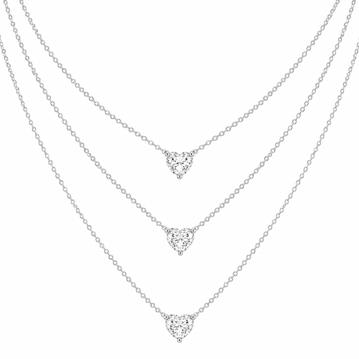 3 Layered Lab Grown Hearts Necklace