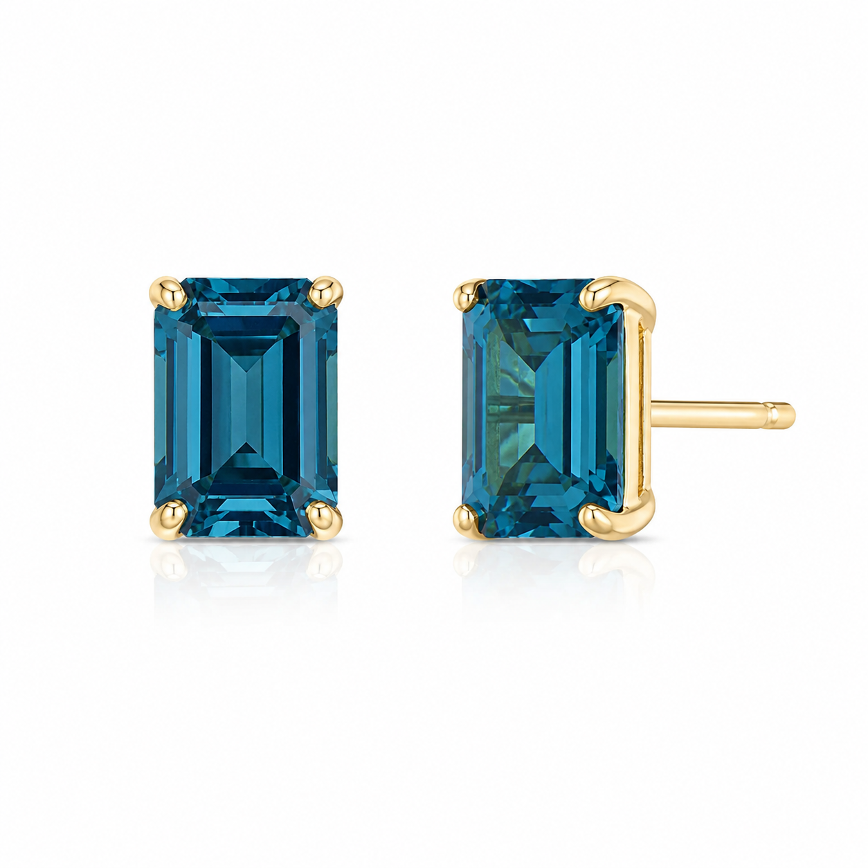 London Blue Topaz Emerald Cut Earrings