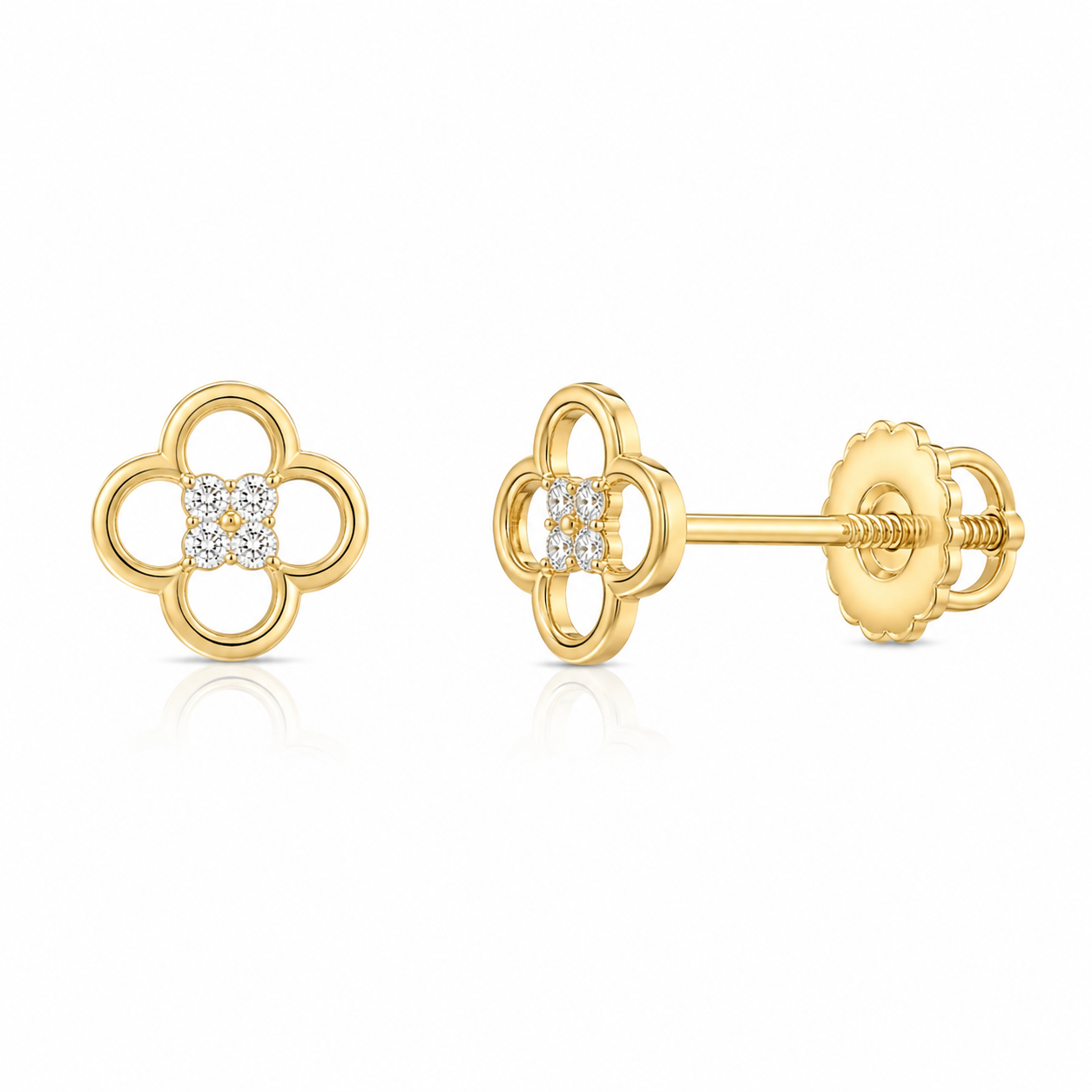 Open Crystal Flower Screwback Earrings